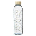 Bouteille en verre motif gouttes avec bouchon en bambou 730 ml