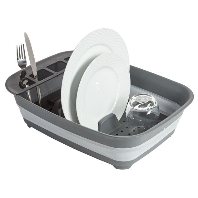 &Eacute;gouttoir r&eacute;tractable plastique gris 45x32,5xH5,5/12cm