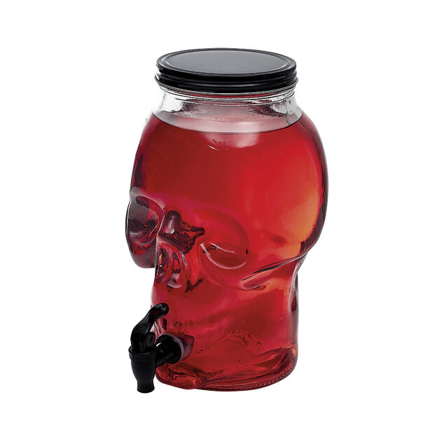 Distributeur de boisson t&ecirc;te de mort en verre 5L
