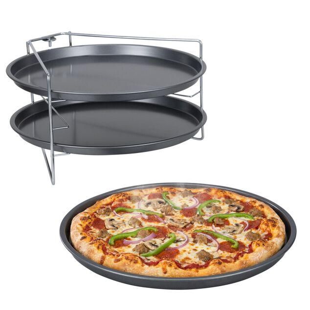 Plaque de cuisson &Oslash;29cm x3 acier noir avec support 16,5x26,5xH5,5cm