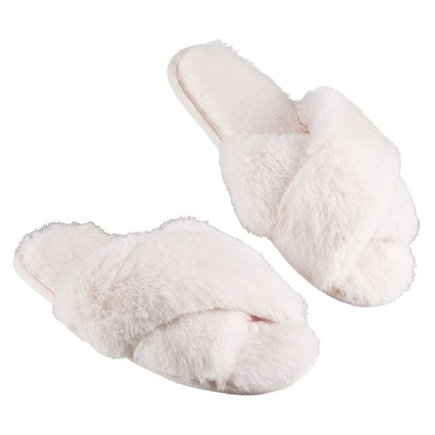 Paire de chaussons &agrave; brides crois&eacute;es femme rose