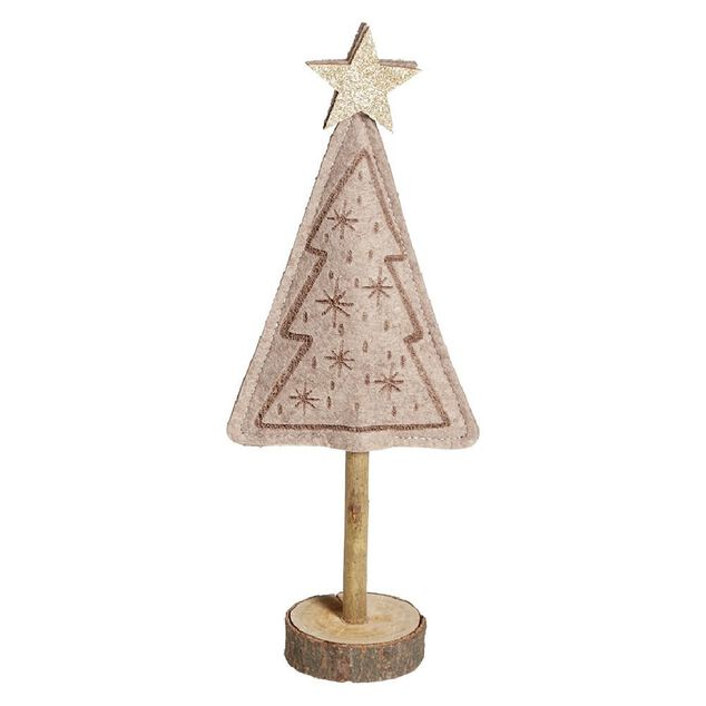 Sapin feutrine et bois à poser H27cm