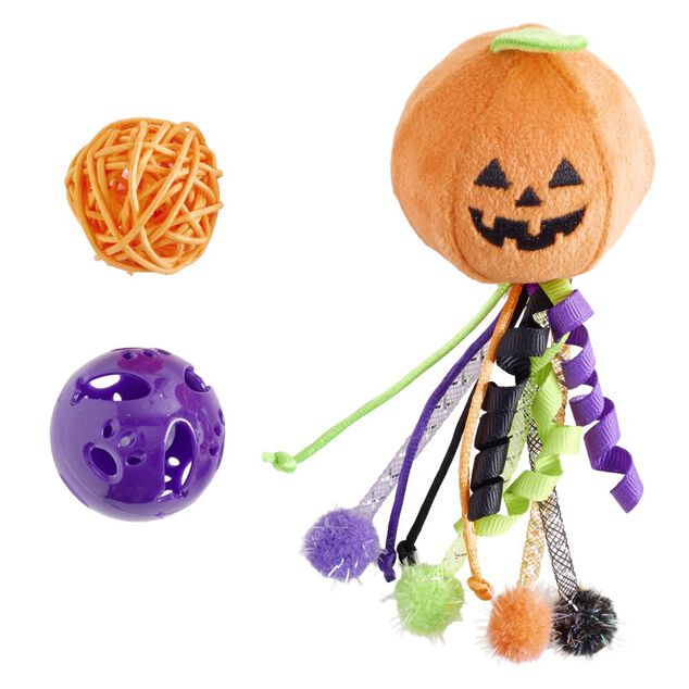 Jouet pour chat balles x3 th&egrave;me Halloween orange
