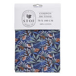 Coupon tissu imprimé Cahuita 70x100cm coton bleu marine