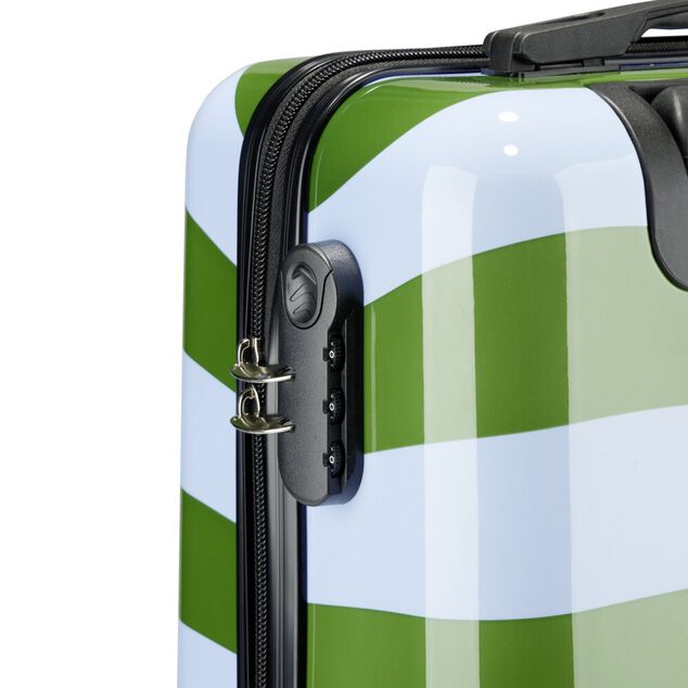 Valise cabine 39L trolley 4 roulettes bayad&egrave;re rayures bleues et vertes H56,5cm