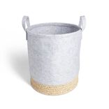 Panière jacinthe d'eau feutrine beige et gris clair Ø30xH35cm