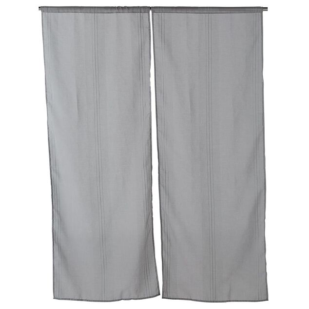 Vitrage droit passe tringle uni gris 60x160 cm x2