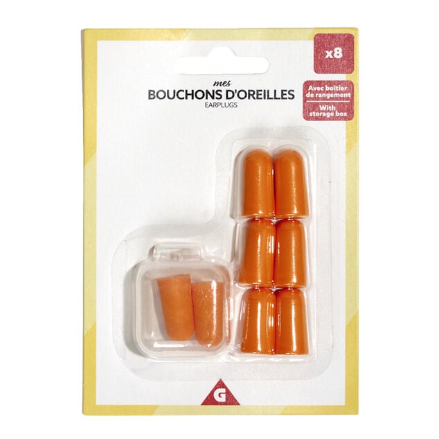 Bouchons d'oreilles x8 avec bo&icirc;tier de rangement