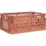 Caisse pliable avec porte-&eacute;tiquette marron L33xl25xH15cm