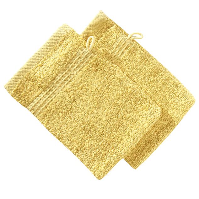 Gant de toilette coton ocre x2 16x21cm