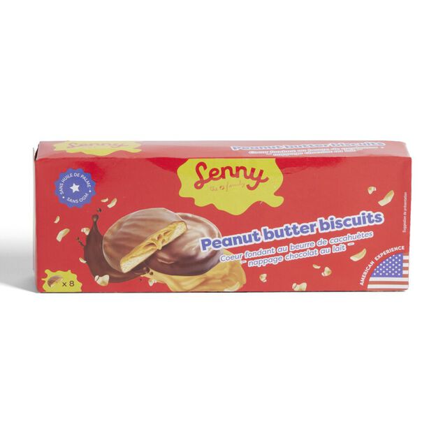 Biscuits Lenny beurre de cacahu&egrave;te coeur fondant nappage chocolat au lait 128gr