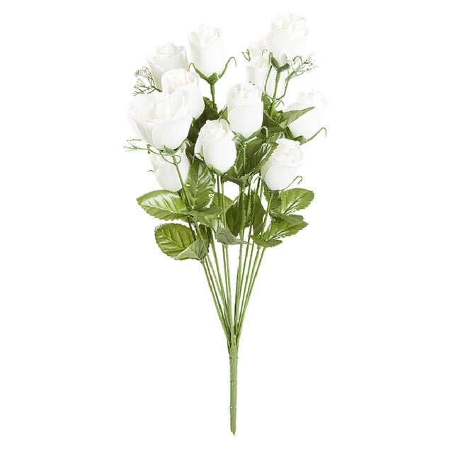 Bouquet de Roses et Gypsophil blanc en poly&eacute;thyl&egrave;ne