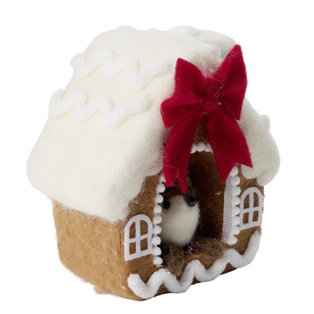 Maison de No&euml;l d&eacute;corative en feutrine H16cm (2 mod&egrave;les)