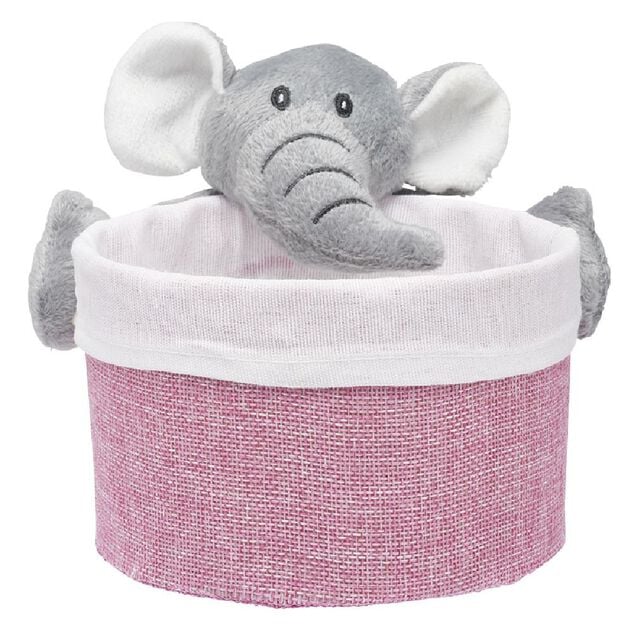 Pani&egrave;re ronde avec peluche animal &Oslash;15 x H.14 cm