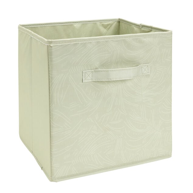 Pani&egrave;re de rangement Box Cube cartonn&eacute;e vert motif nature d'oie 31x31xH29cm