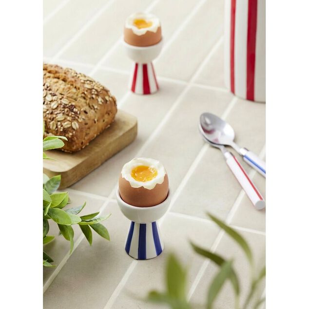 Coquetier motif bayad&egrave;re rayures color&eacute;es dolomite &Oslash;5xH6,5cm