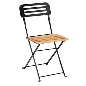 Chaise de jardin pliante Bali métal noir et bois brun 39xP48xH78cm