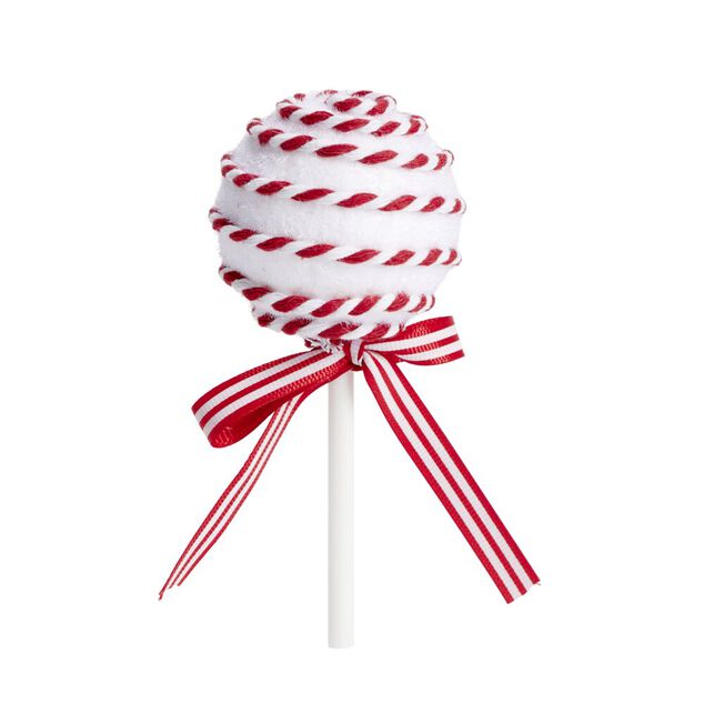 D&eacute;coration de No&euml;l &agrave; suspendre sucette rouge et blanc &Oslash;6xH13cm (2 mod&egrave;les)