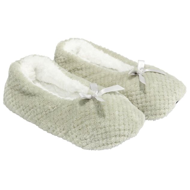 Chaussons ballerines fourr&eacute;s femme beige 36/37