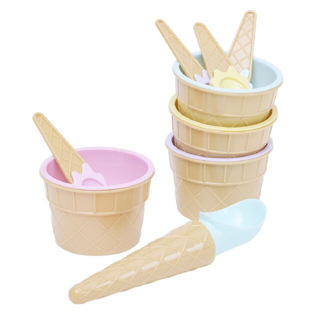 Bol et cuill&egrave;re &agrave; glace x4