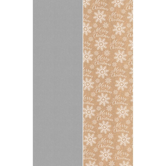 Rouleau papier cadeau kraft 100% recycl&eacute; uni argent ou imprim&eacute; flocons L200x70cm
