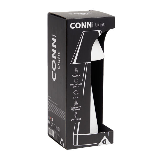 Lampe de table Conni USB tactile blanche Ø9,5xH22,5cm