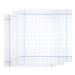 Lot de 3 torchons carr&eacute;s 70x70cm coton et lin quadrill&eacute; blanc