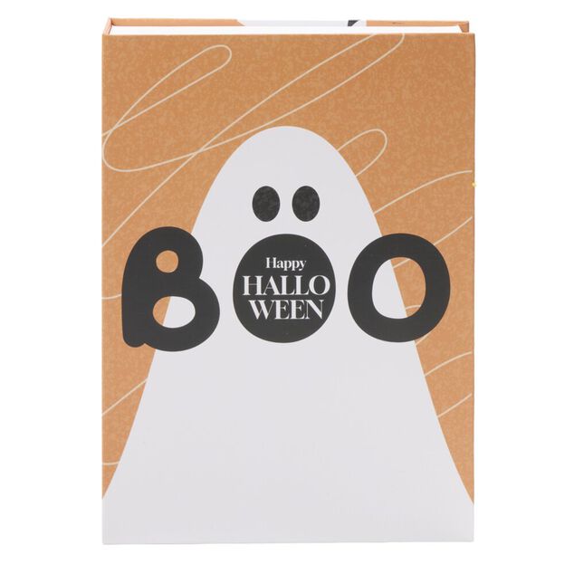 Bo&icirc;te livre d&eacute;co Halloween fant&ocirc;me cute rangement papier carton 18x25x&eacute;p.3,7 cm