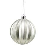 Boule de Noël ronde relief strié gris pailleté Ø8cm