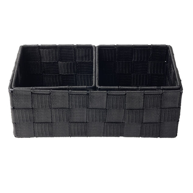 Pani&egrave;re de rangement x3 tissu gris fonc&eacute; (1 grande et 2 petites)