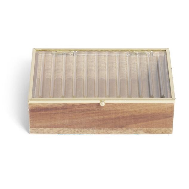 Bo&icirc;te bois d'acacia et verre taille S 15x10x4,6cm