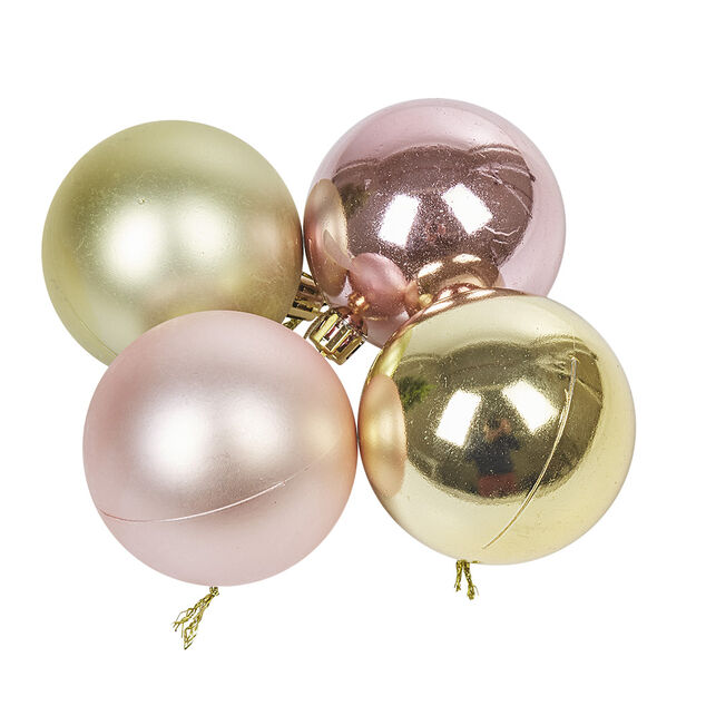 Boule de No&euml;l rose et dor&eacute;e x10