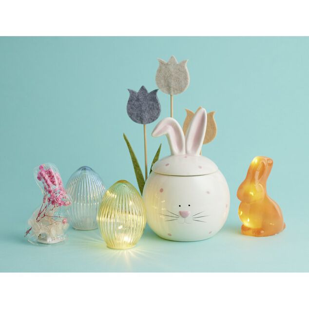 Lampe LED forme lapin en verre H12cm (2 mod&egrave;les)
