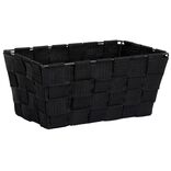 Panière de rangement carrée tissu tressé gris 21,5x21,5xH12cm