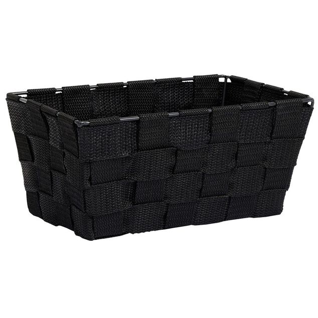 Panière de rangement carrée tissu tressé gris 21,5x21,5xH12cm