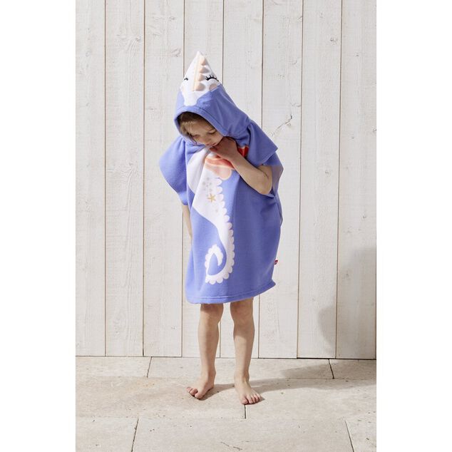 Poncho de plage enfant hippocampe TU 55x110cm