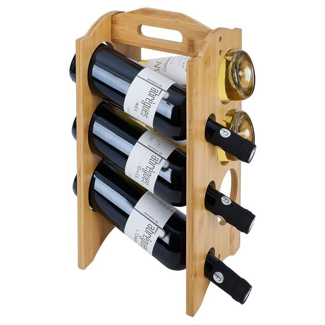 Range bouteille vertical 6 emplacements bambou 40x20xH17,8cm