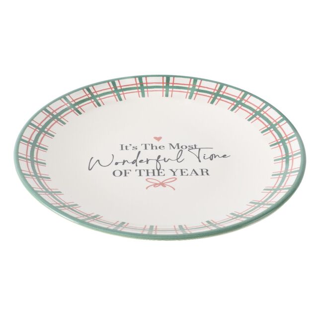 Assiete dessert imprim&eacute; No&euml;l contour motif jacquard fa&iuml;ence &Oslash;20 cm