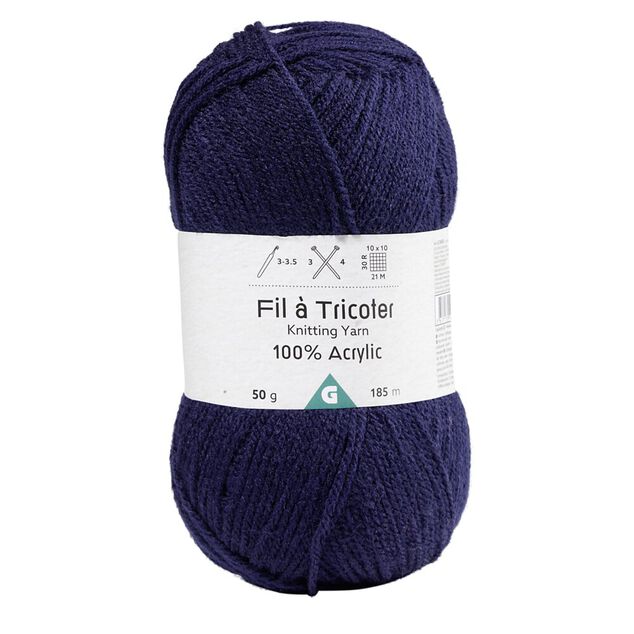 Fil à tricoter acrylique 50g bleu marine