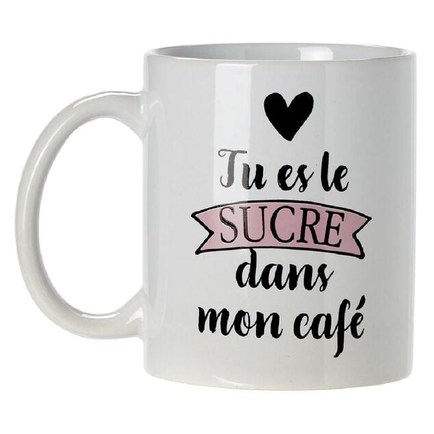 Mug imprim&eacute; message humour amour sucre ou ros&eacute;