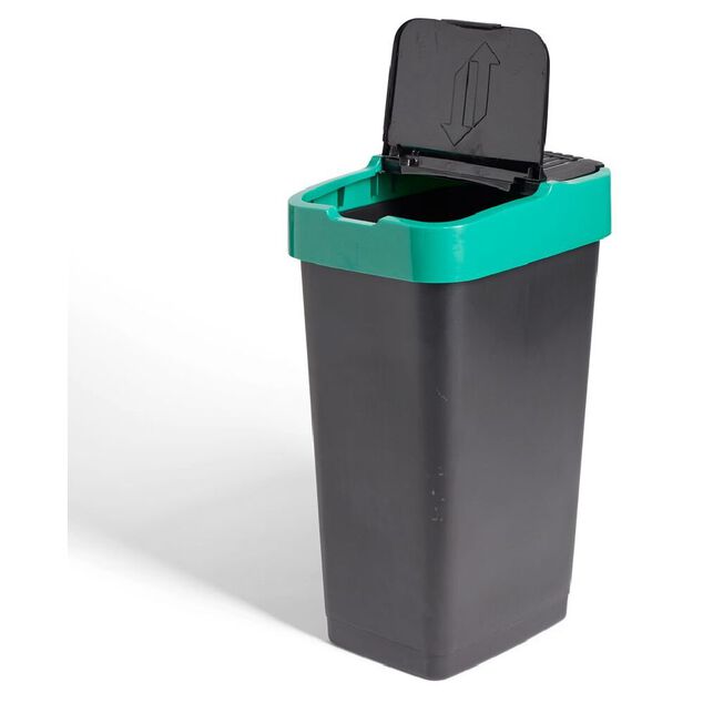 Poubelle de tri pour verre 60L plastique vert et noir