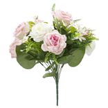 Piquet pivoine H38 cm rose - Fleur artificielle 18 t&ecirc;tes