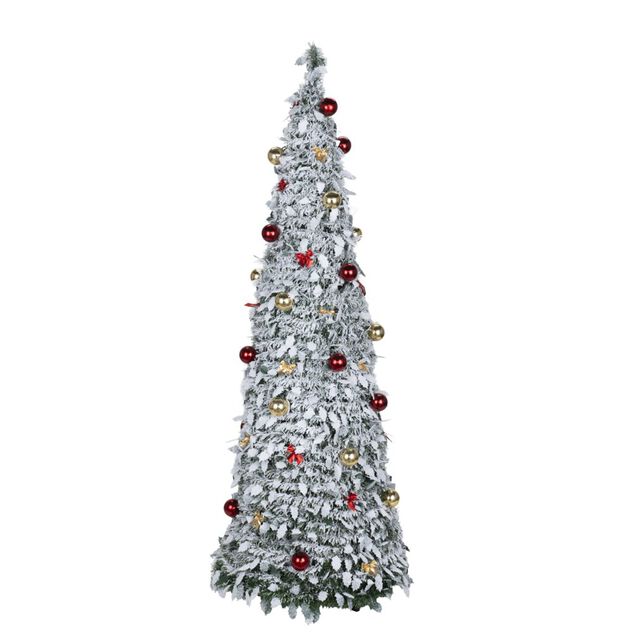 Sapin popup enneig&eacute; d&eacute;co boules de No&euml;l 60X60XH180 cm