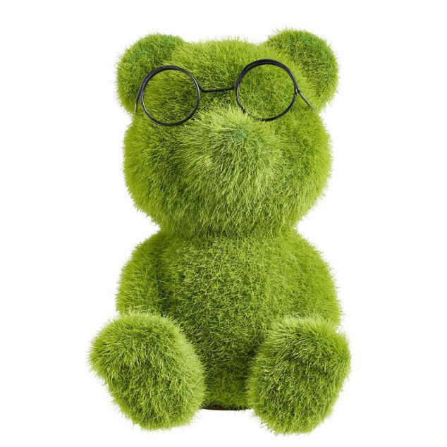 Ours en gazon synth&eacute;tique vert 14x14xH20cm