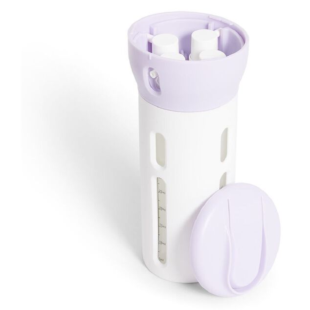 Flacon de voyage distributeur 4en1 bouchon pivotant