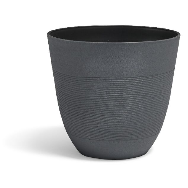 Cache pot rond gris frise ligne horizontale 12 L