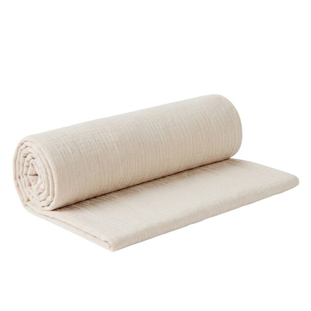 Plaid &eacute;t&eacute; gaze de coton beige fonc&eacute; 120x150cm
