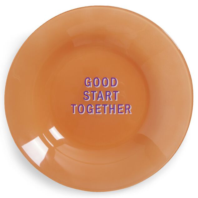Assiette creuse verre color&eacute; avec message &Oslash;23cm (3 mod&egrave;les)