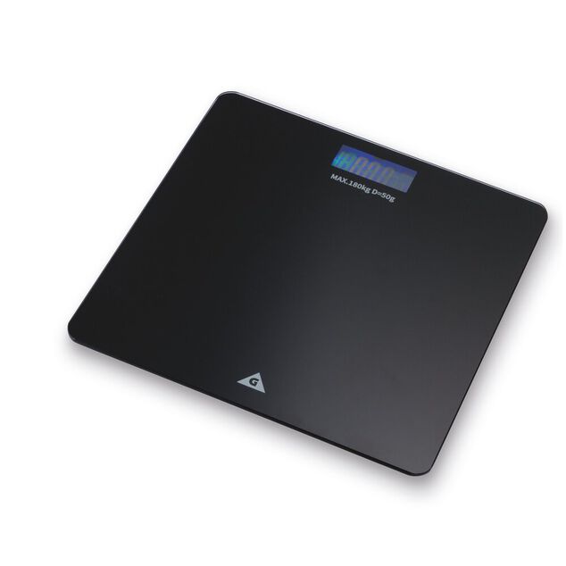 P&egrave;se-personne carr&eacute; verre noir max.180kg