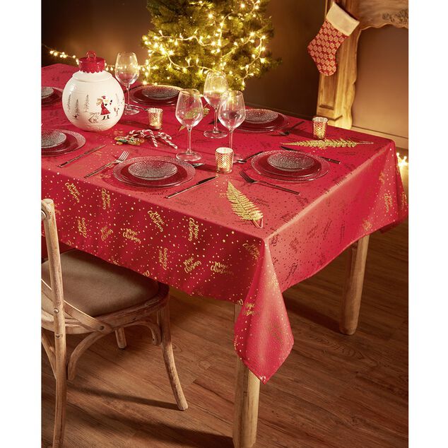 Nappe rectangulaire au d&eacute;cor dor&eacute; 140x300